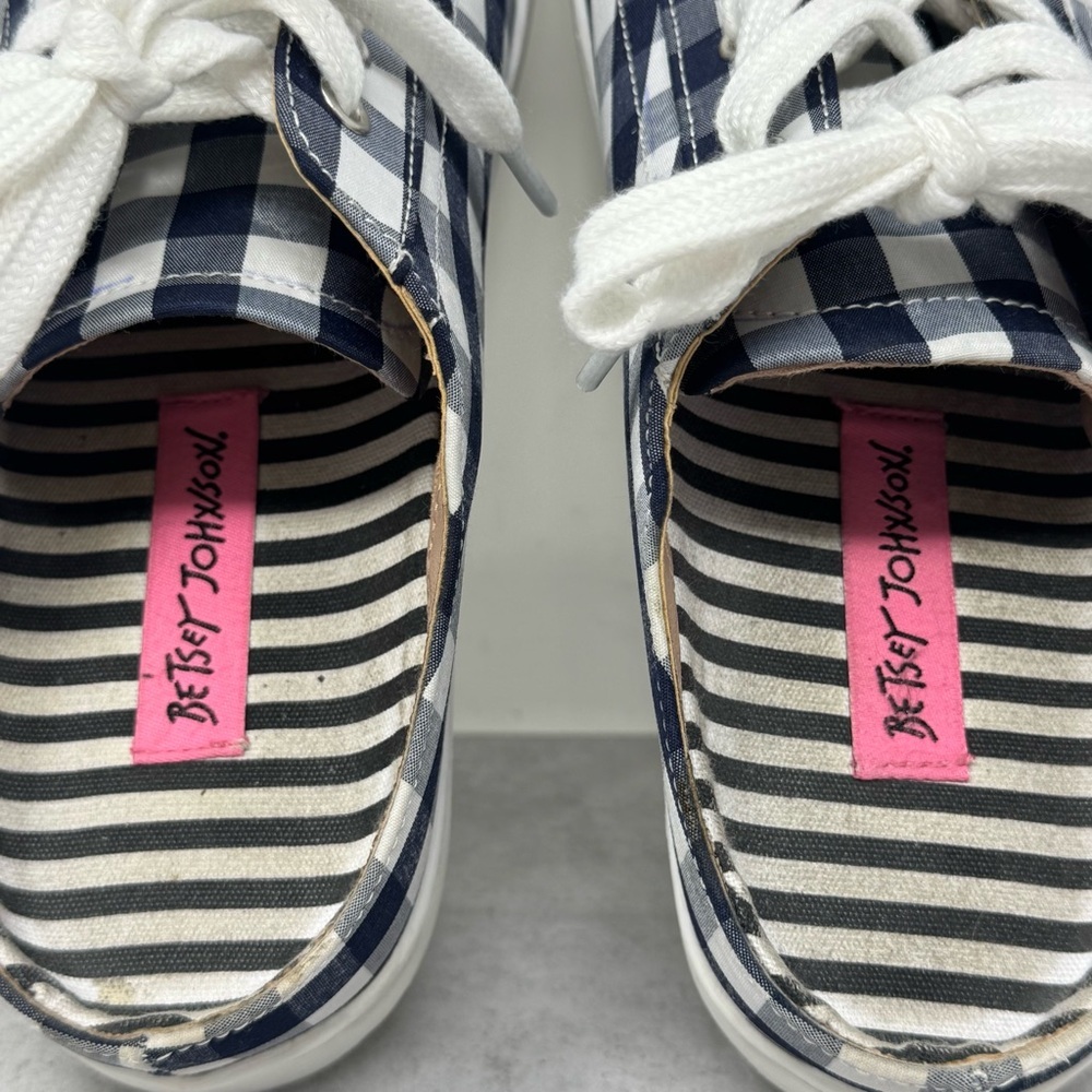 Betsey Johnson Edna Black & White Gingham Checkered Slip On Sneakers 7.5 - Picture 10 of 12